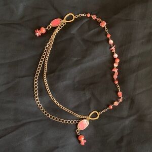 Elegant Coral and Gold Women's Necklace